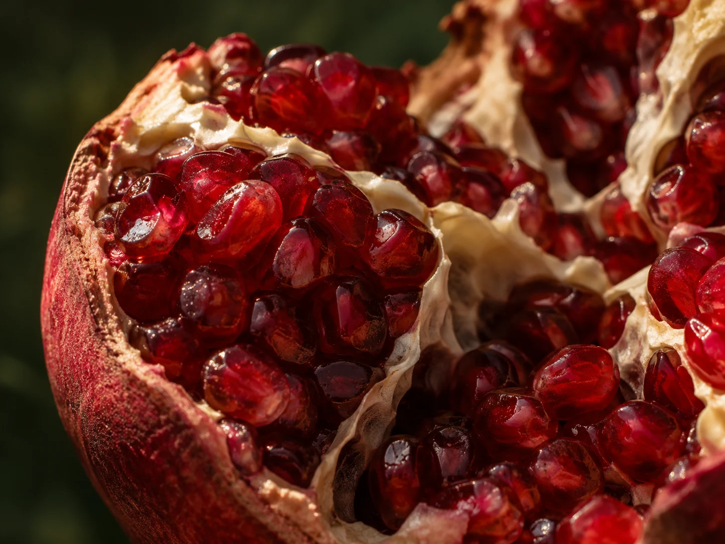 An illustrative close-up of ruby pomegranate arils