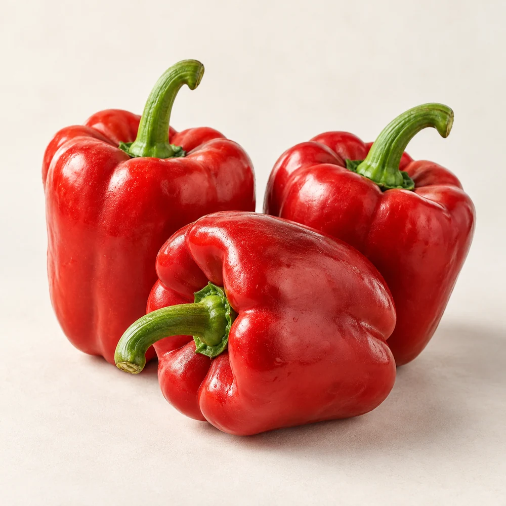 Illustrative studio composition of red bell pepper