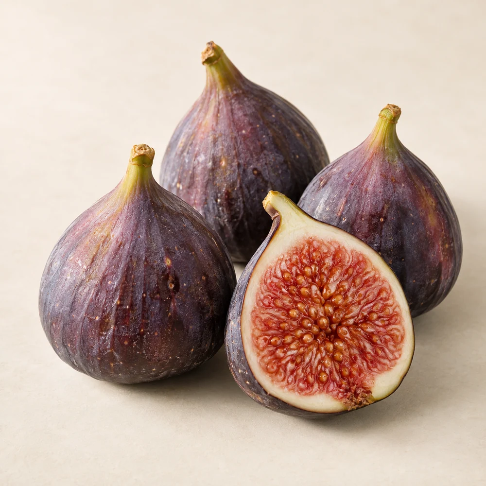 Illustrative studio composition of purple fig