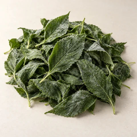 Frozen whole-leaf molokhia