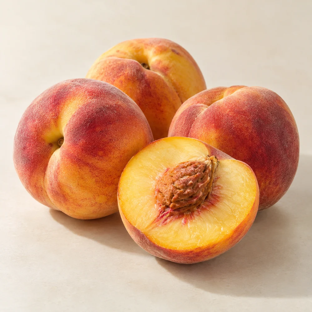 Illustrative studio composition of peach