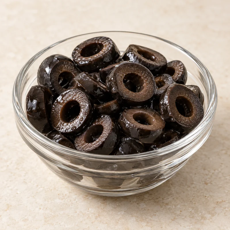 Sliced natural black table olives