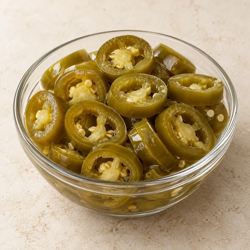 Sliced pickled green jalapeños