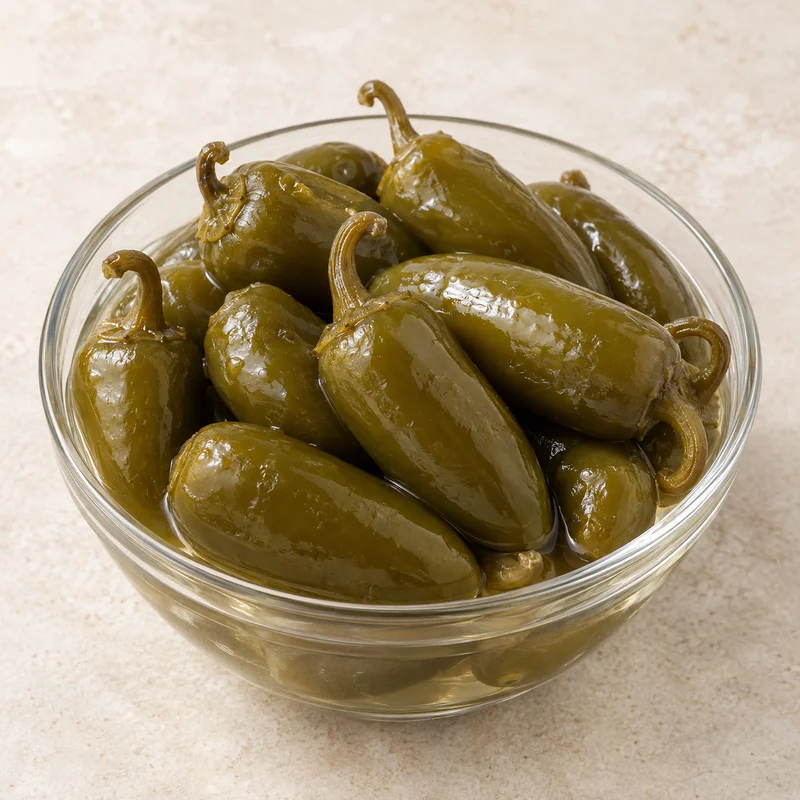 Whole pickled green jalapeños