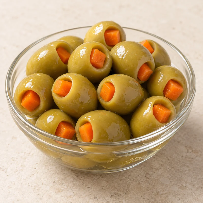 Carrot-stuffed green olives
