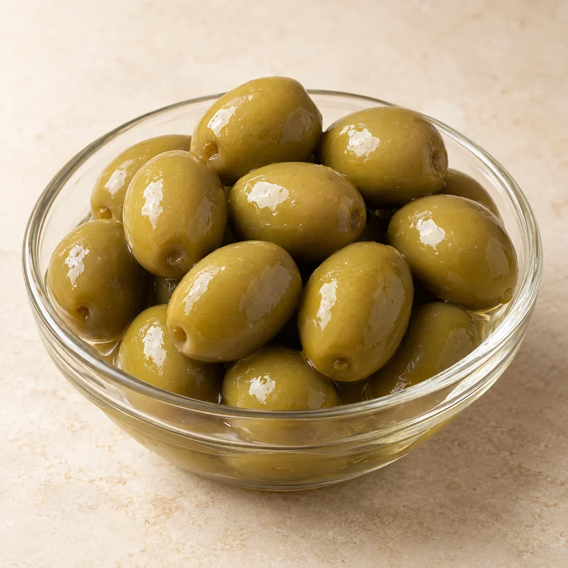 Whole green table olives