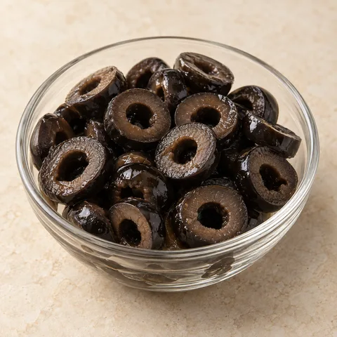 Sliced oxidized black olives