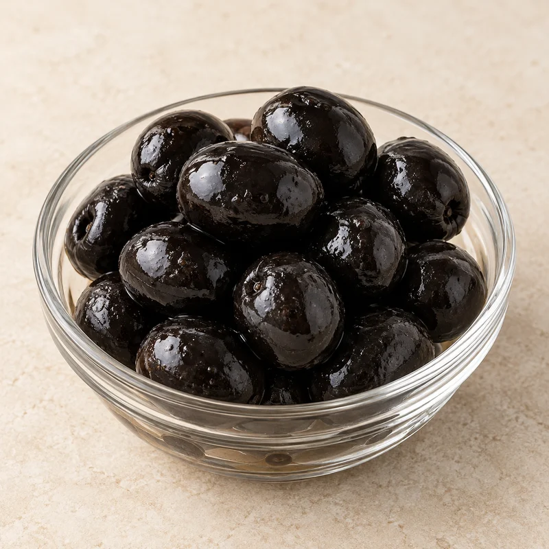 Whole oxidized black olives