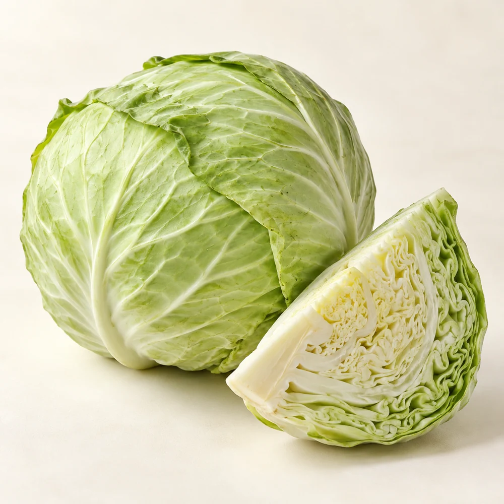 Illustrative studio composition of white cabbage